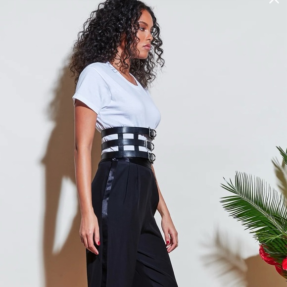 Fleur Du Mal Black Leather Multi Strap Belt with Silver Buckles Size M/L NWT main image 7